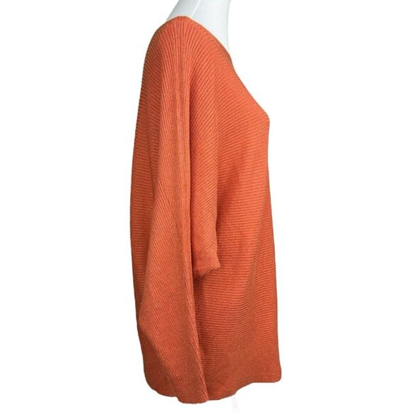 Chico’s Women’s NWT Orange Metallic Ribbed Banteau 3/4 Sleeve Sweater 4/XXL/C44 - Picture 2 of 13